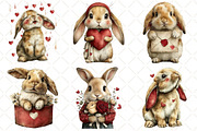 Whimsical Valentines Bunny Clipart, an Illustration by Black Bird Studio (Thumbnail 3 of 6)