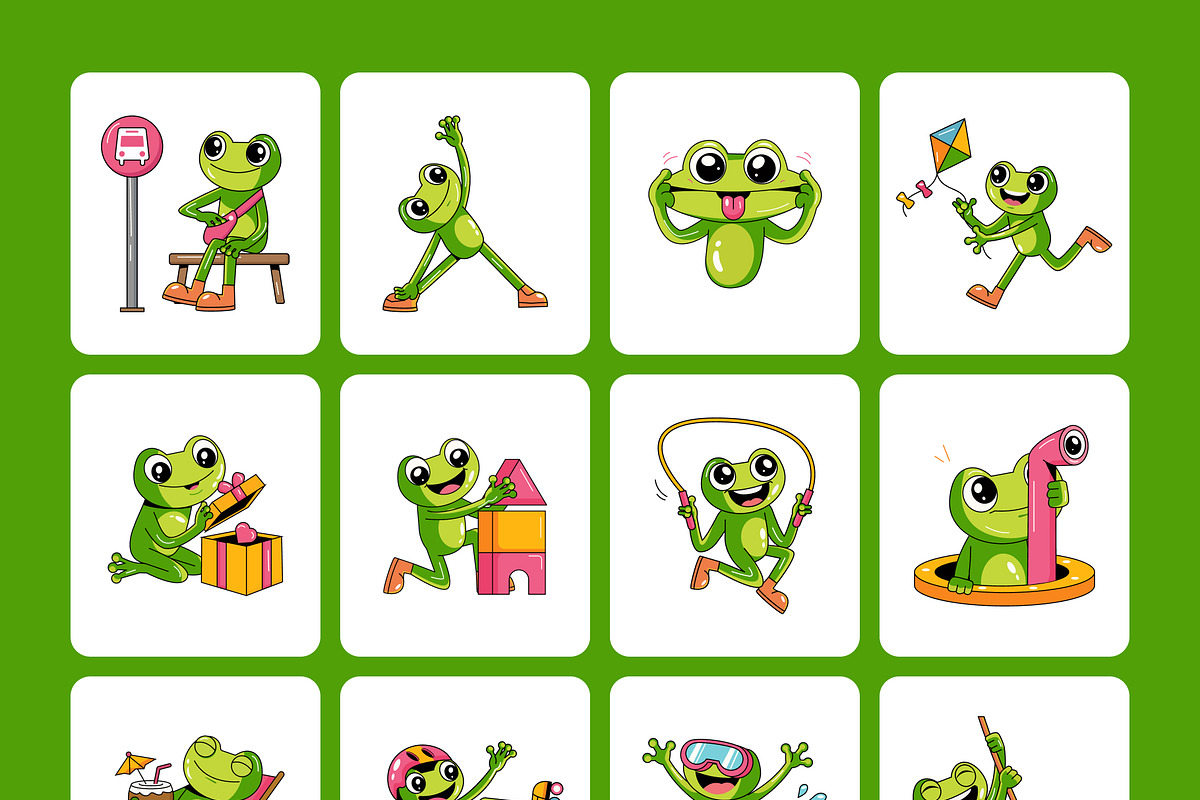 Bundle of Frog Vector Icons, an Emoji Icon by Creative Stall (Photo 11 of 12)
