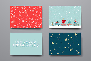 Set Of Cards In Christmas Style