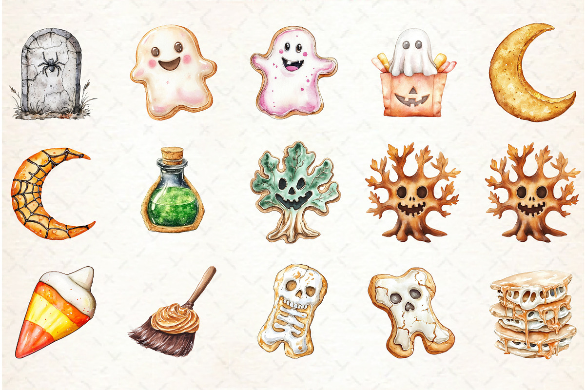 Watercolor Halloween Cookies Clipart, an Illustration by Libby Wishes (Photo 2 of 5)