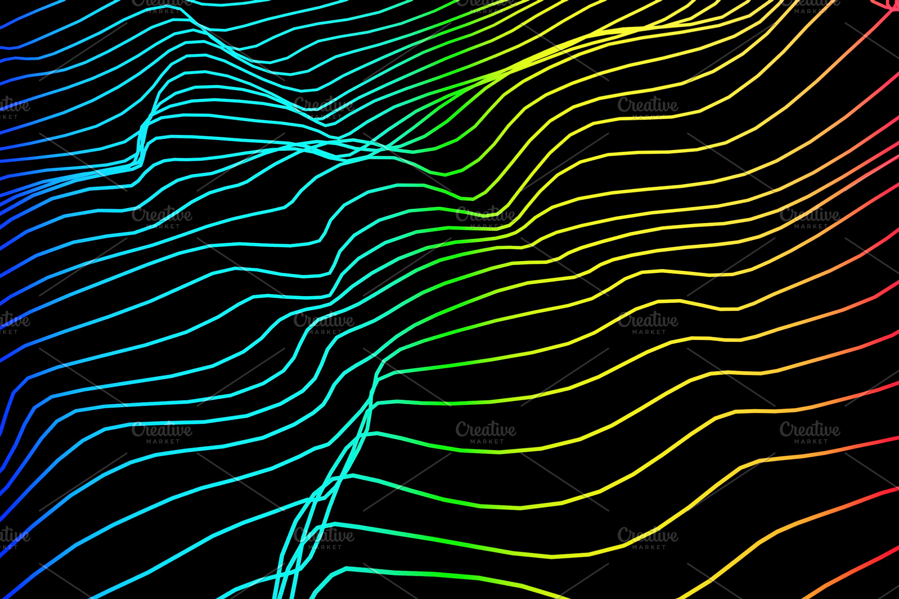 Colorful abstract wave lines on blac, a Background Photo by RF Images