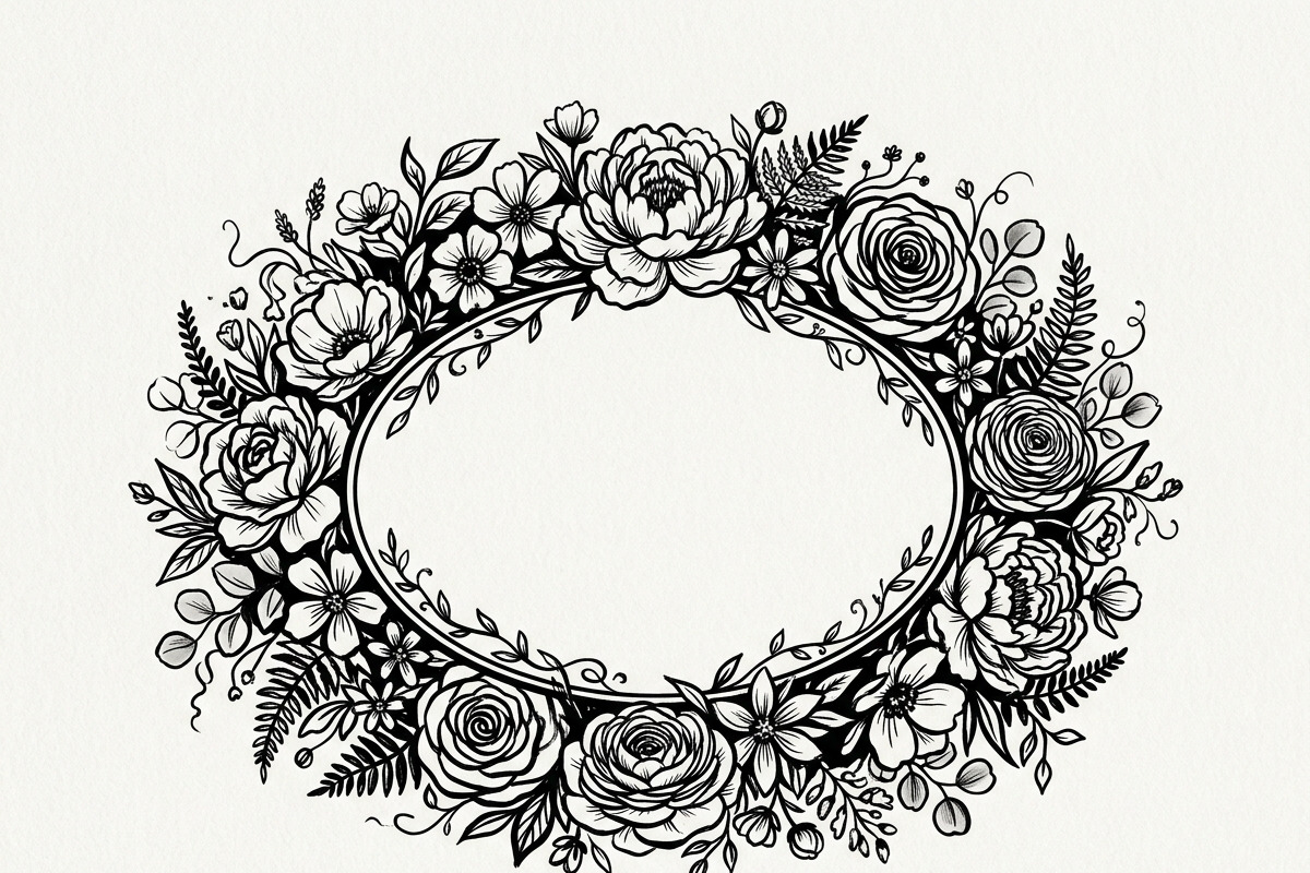 50 Elegant Floral Oval Mirror Frame, a Decorative Illustration by Amazin_art (Photo 18 of 29)