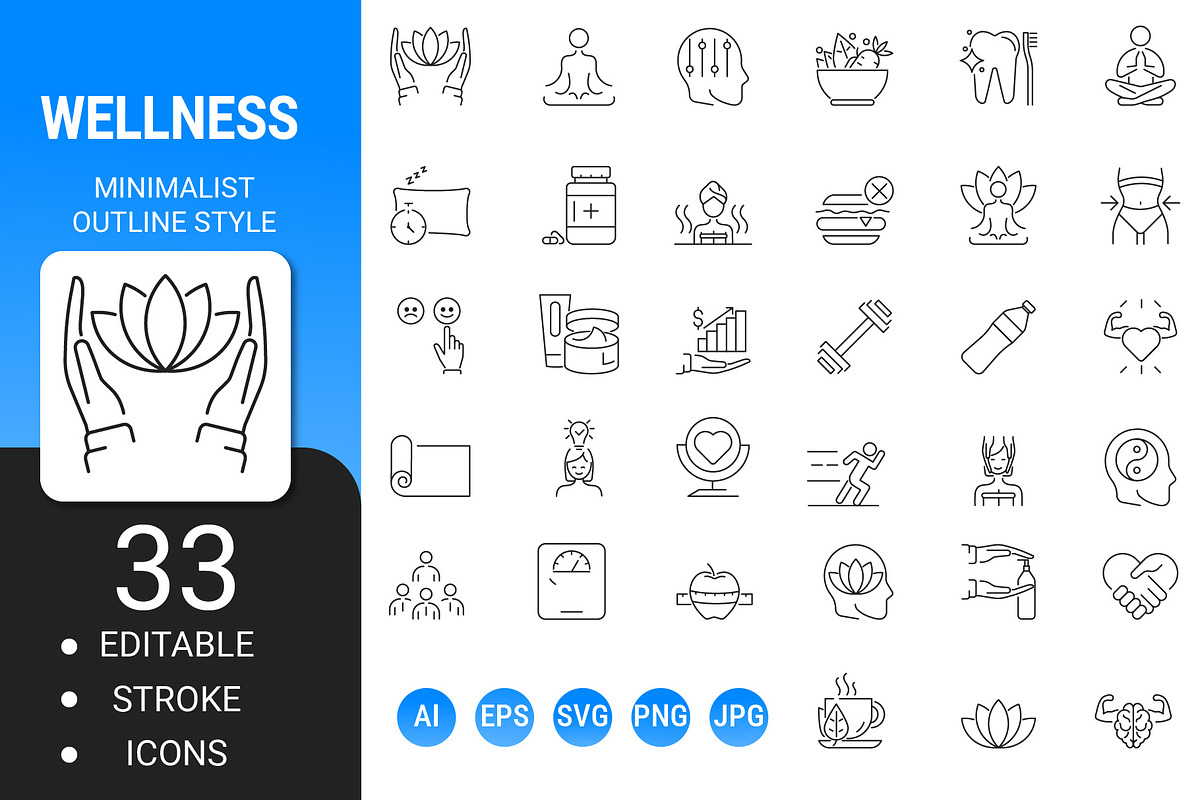 wellness minimalist outline icon set, an Outline Icon by Icons (Photo 1 of 3)