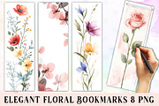 Elegant Floral Printable Bookmarks, an Illustration by Watercolor design (Thumbnail 1 of 3)