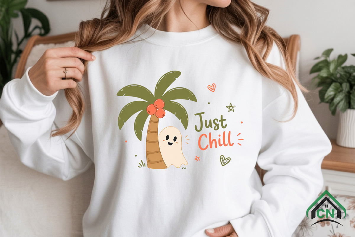 Just Chill Ghost Beach Halloween PNG, a Seasonal Illustration by Craft Nest (Photo 3 of 3)