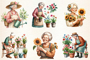 Gardening Grandma with Flowers, an Illustration by DreamArtGraphic (Thumbnail 4 of 4)