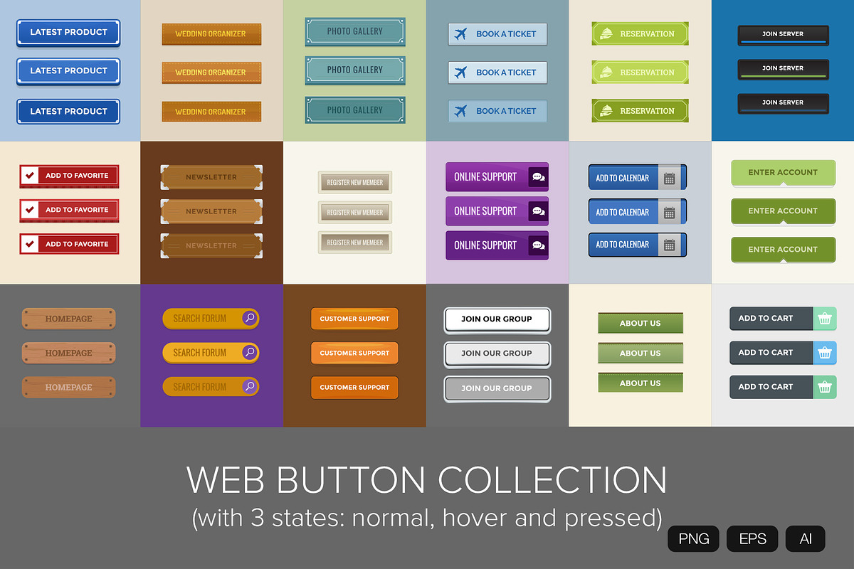 18 Web Button Collection, a Templates & Theme by Cubicthemes