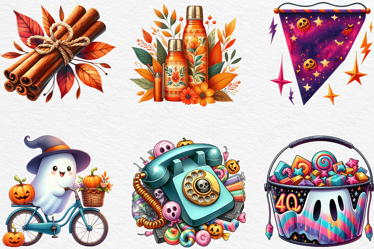 Retro Fall Halloween PNG Clipart, an Illustration by Black Bird Studio (Photo 2 of 6)
