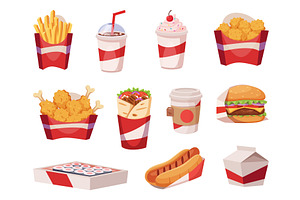 Fast food. Unhealthy snacks trash, a Food Illustration by Onyx