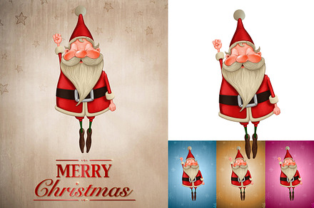 Santa Claus flies greeting card