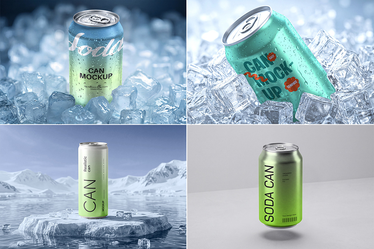 Soda Can Mockup Bundle, a Packaging Mockup by graphypix (Photo 1 of 14)