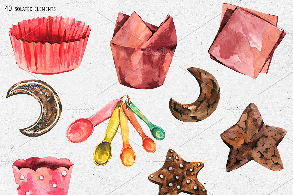 Watercolor kitchen utensils clipart, an Object Graphic by Belusuab (Photo 4 of 4)