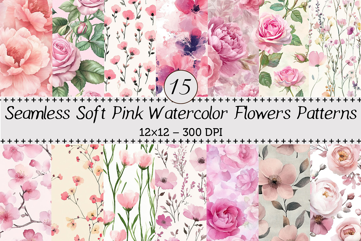 Seamless Soft Pink Flowers Patterns, a Pattern Graphic by DesignGet