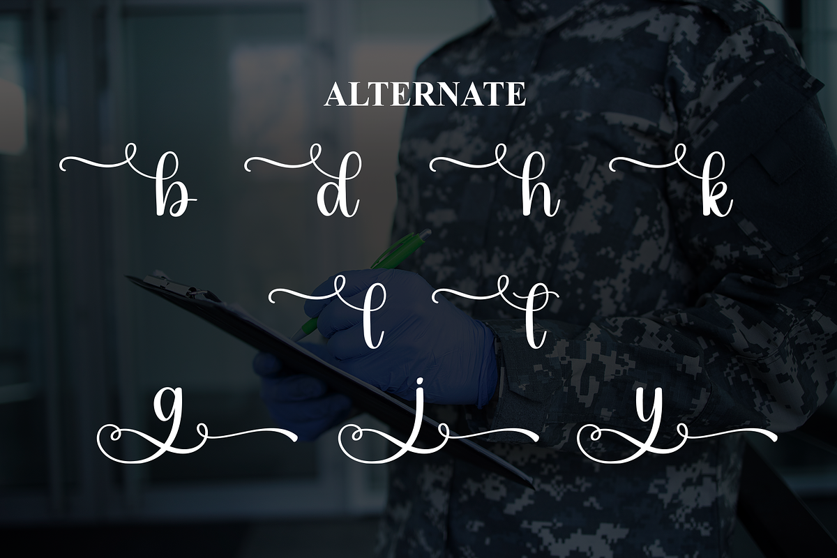Armyblue | Script Font, a Handwritten Font by Scratchones (Photo 8 of 9)