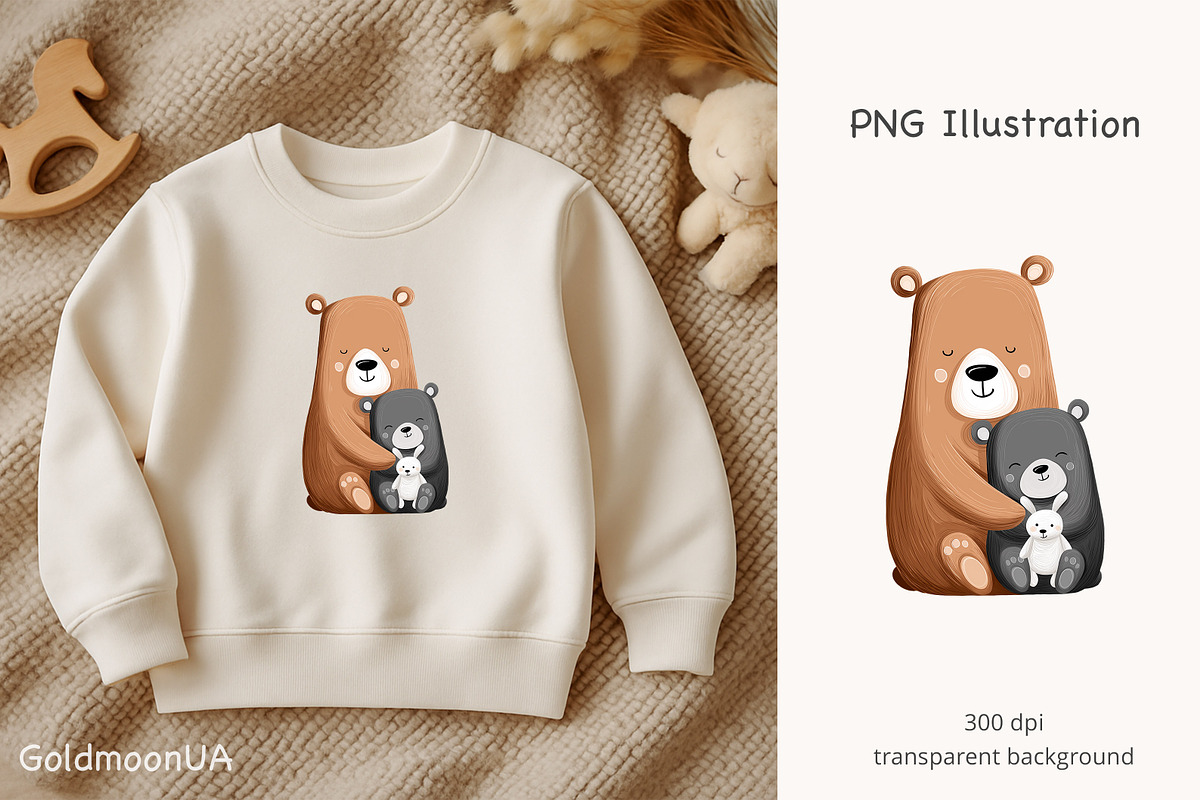 Bear Hug Patterns & Clipart, an Animal Illustration by GoldmoonUA (Photo 3 of 5)