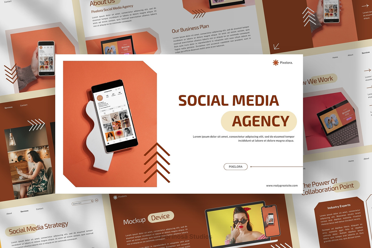 Pixelora - Social Media Agency GSL, a Presentation Template by FIBRINOSÄ (Photo 1 of 2)