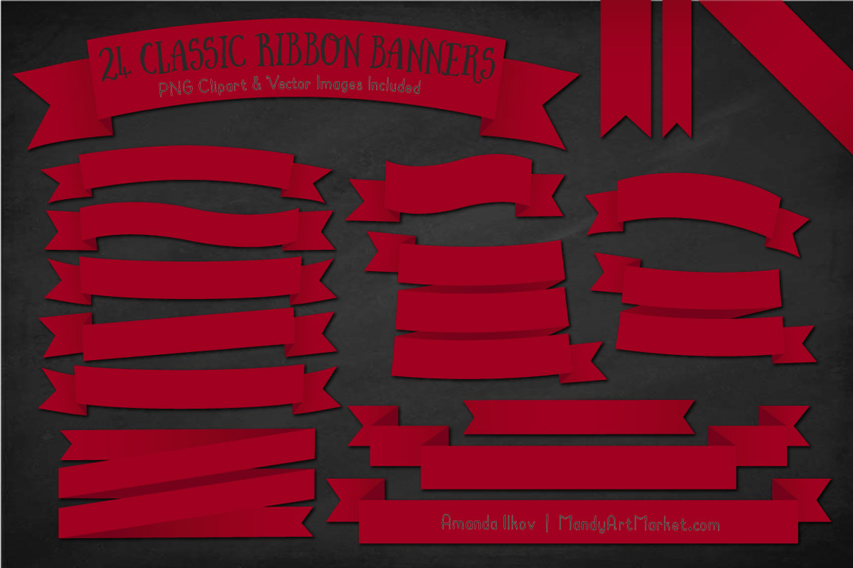 Ruby Ribbon Banner Clipart, an Illustration by Amanda Ilkov (Photo 2 of 4)
