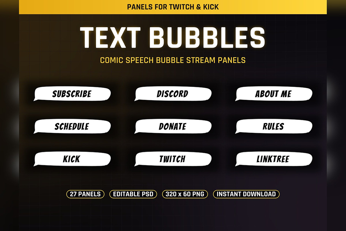 Text Bubbles Twitch & Kick Panels, an Object Graphic by Gear Store (Photo 1 of 5)