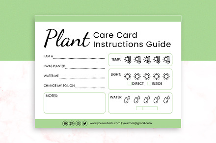 Plant Care Card Canva Template, a Design Template by Snapybiz