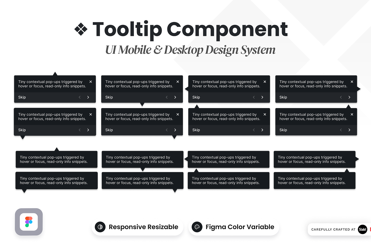 Tooltip Component - UI Mobile, an UI Kit Template by SLAB! Design