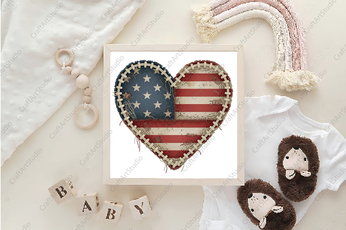 USA Patchwork American Heart Png, an Illustration by CraftArtStudio (Photo 4 of 4)