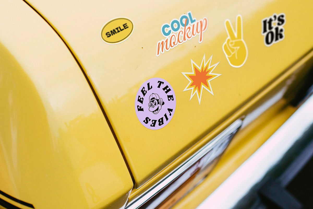 Car Stickers Creation Mockups, a Mockup by Luuqas Design (Photo 4 of 7)