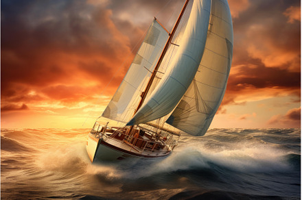 Picturesque Sailboat sea sunset, a Transportation Photo by Ylivdesign