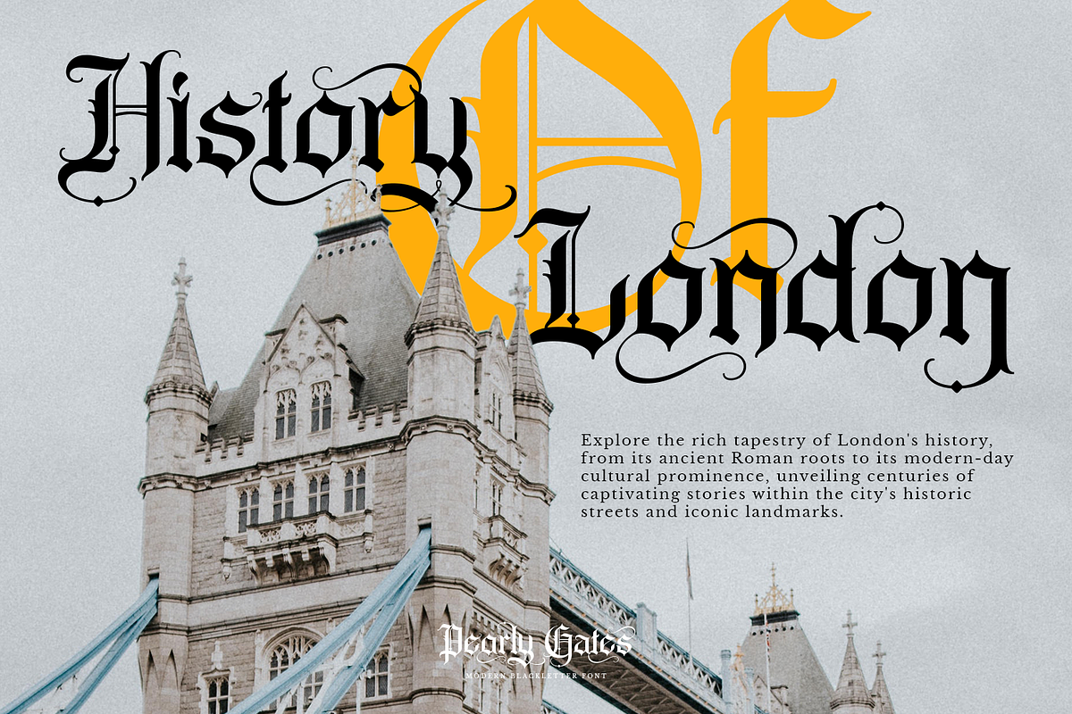 Pearly Gates - Blackletter Font, a Blackletter Font by Pixesia Studio (Photo 2 of 12)