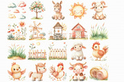 Watercolor Farm Animals Clipart Set, an Illustration by Libby Wishes (Thumbnail 2 of 7)