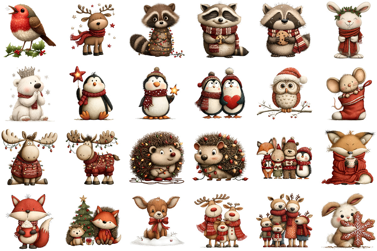 Whimsical Christmas Animals Clipart, an Animal Illustration by Sublimation Artist (Photo 2 of 6)