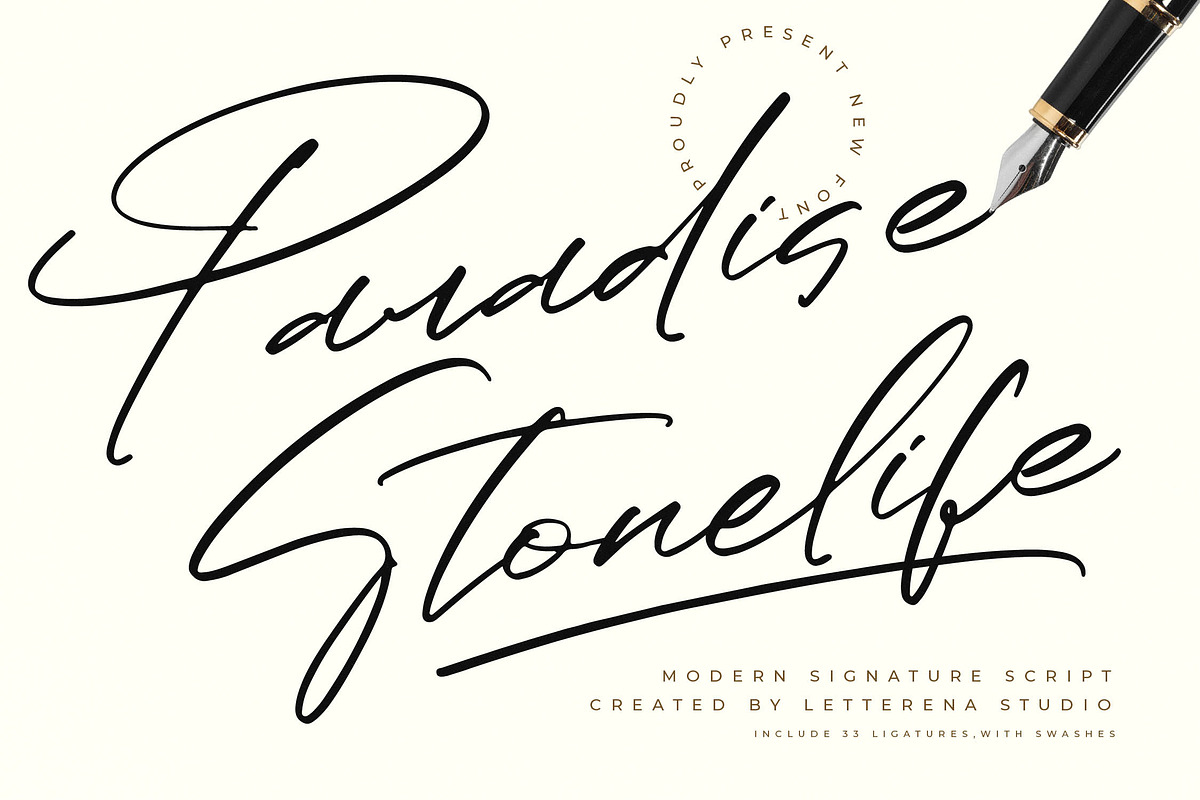 Paradise Stonelife Modern Signature, a Script Font by Letterena Studios Script (Photo 1 of 15)