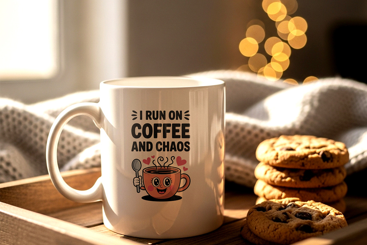 Coffee Chaos Cute Quote SVG Design, an Object Illustration by Annudesign (Photo 2 of 10)