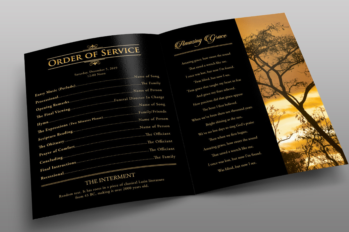 Classic Black & Gold Funeral Program, a Brochure Template by Royallove (Photo 2 of 5)