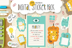 200 Stickers, Icons, Words, Notes