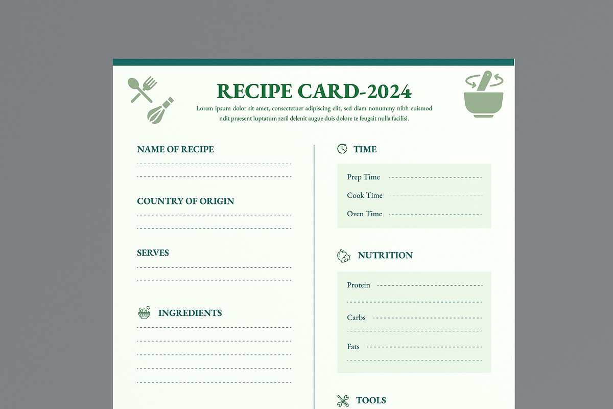 Recipe Card Template, a Stationery Template by MightyDesign (Photo 4 of 8)