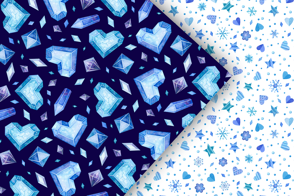 Crystal Hearts Clipart, Patterns, a Decorative Illustration by Valin Malin (Photo 8 of 13)