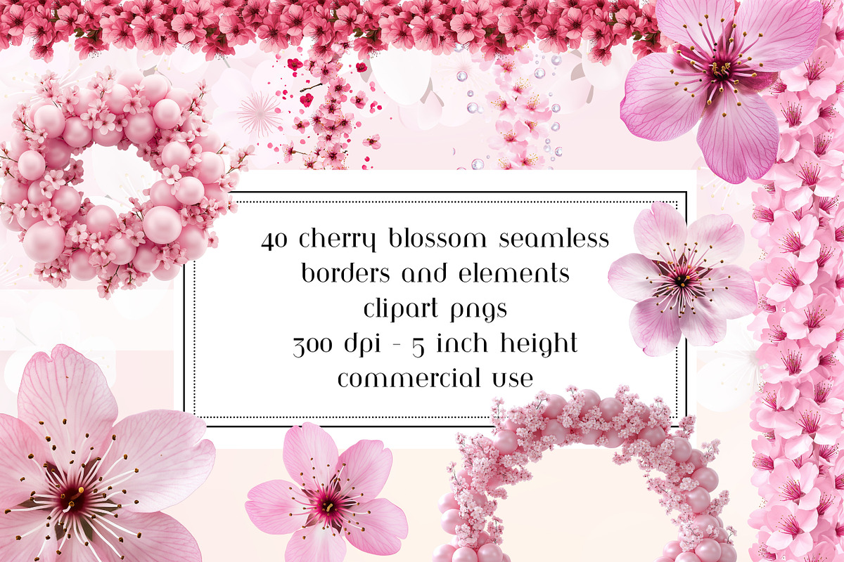 Cherry Blossom Seamless Borders, an Object Graphic by AllTheKewtClipart (Photo 1 of 10)
