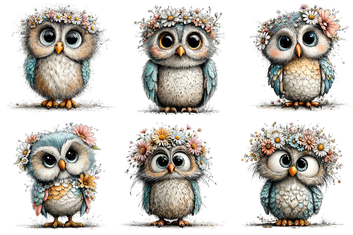 Whimsical Spring Owl Clipart, an Illustration by Dream Creation (Photo 5 of 6)