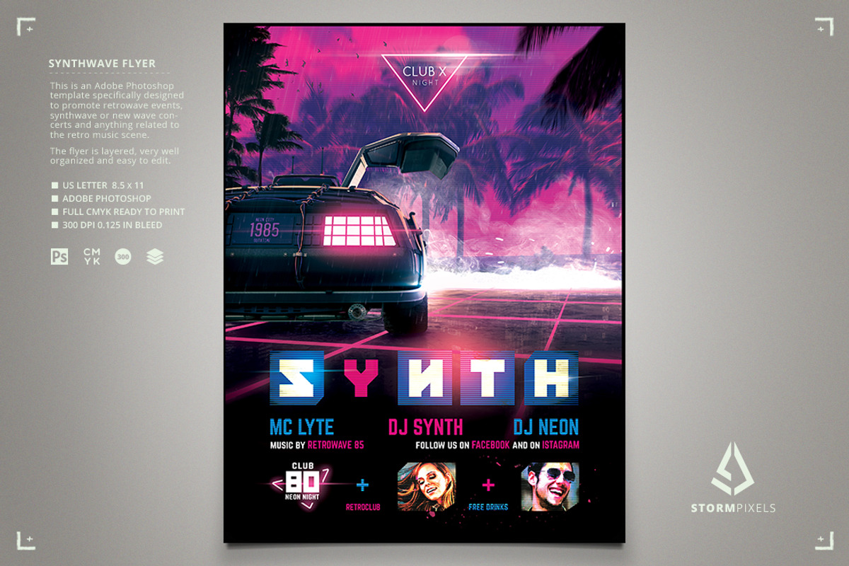Synthwave Flyer v3 Cyberpunk 1980s, a Flyer Template by Storm Pixels (Photo 1 of 2)