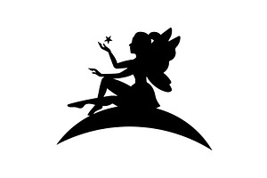 Sitting Fairy Silhouette. Magical