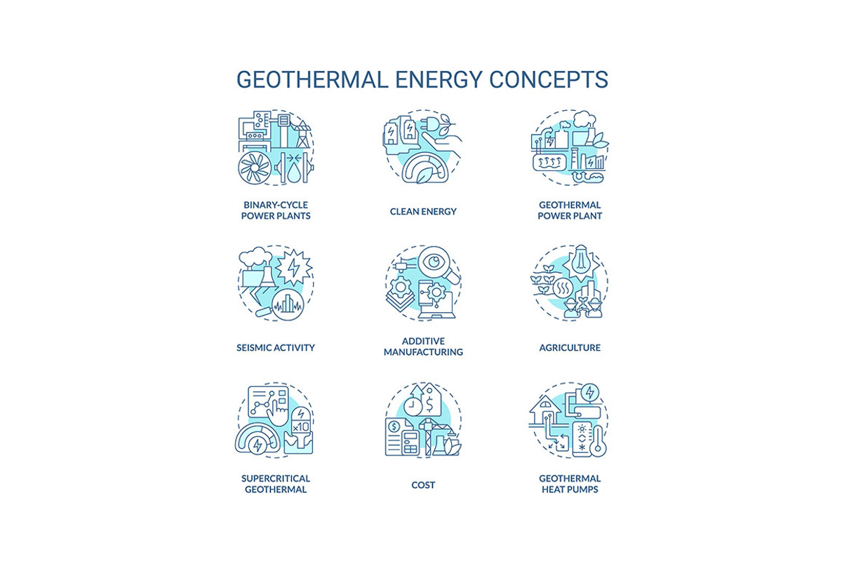 Geothermal energy blue concept icons, an Icon by IMG Visuals