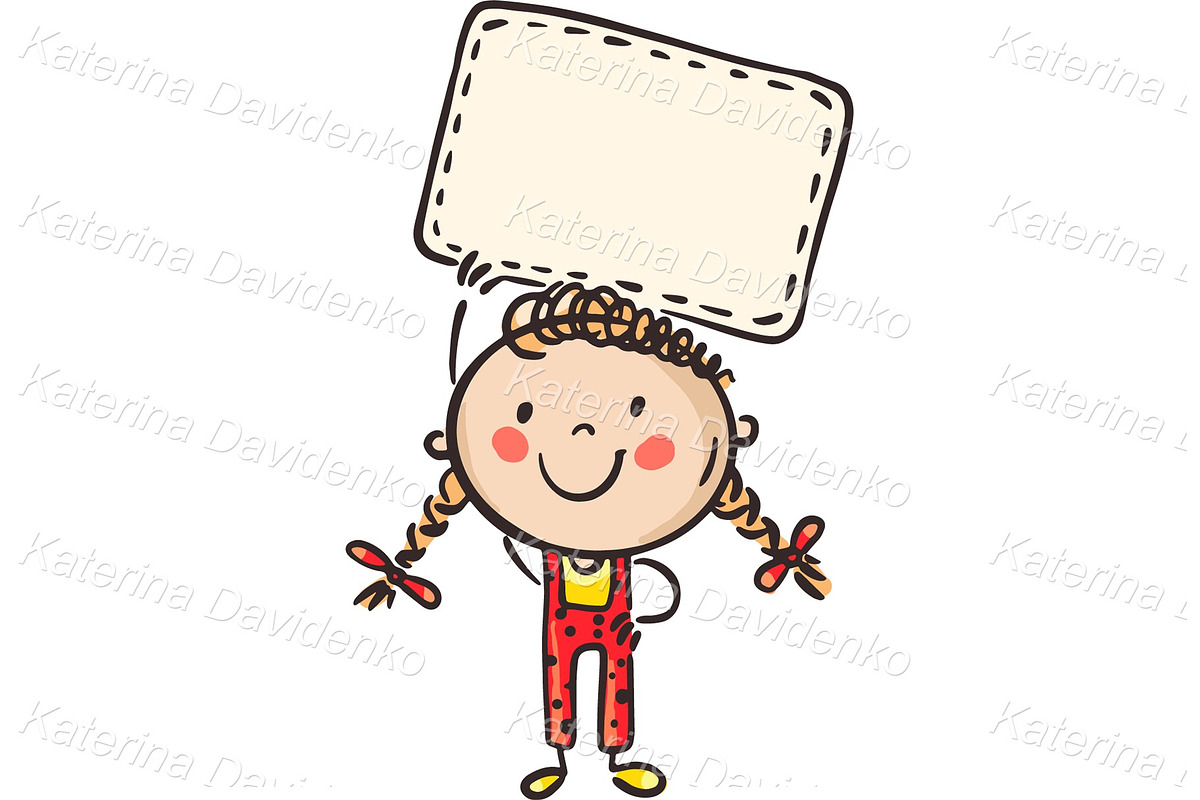 Happy childrens holding blank signs, a Person Illustration by Bubert Art (Photo 8 of 10)