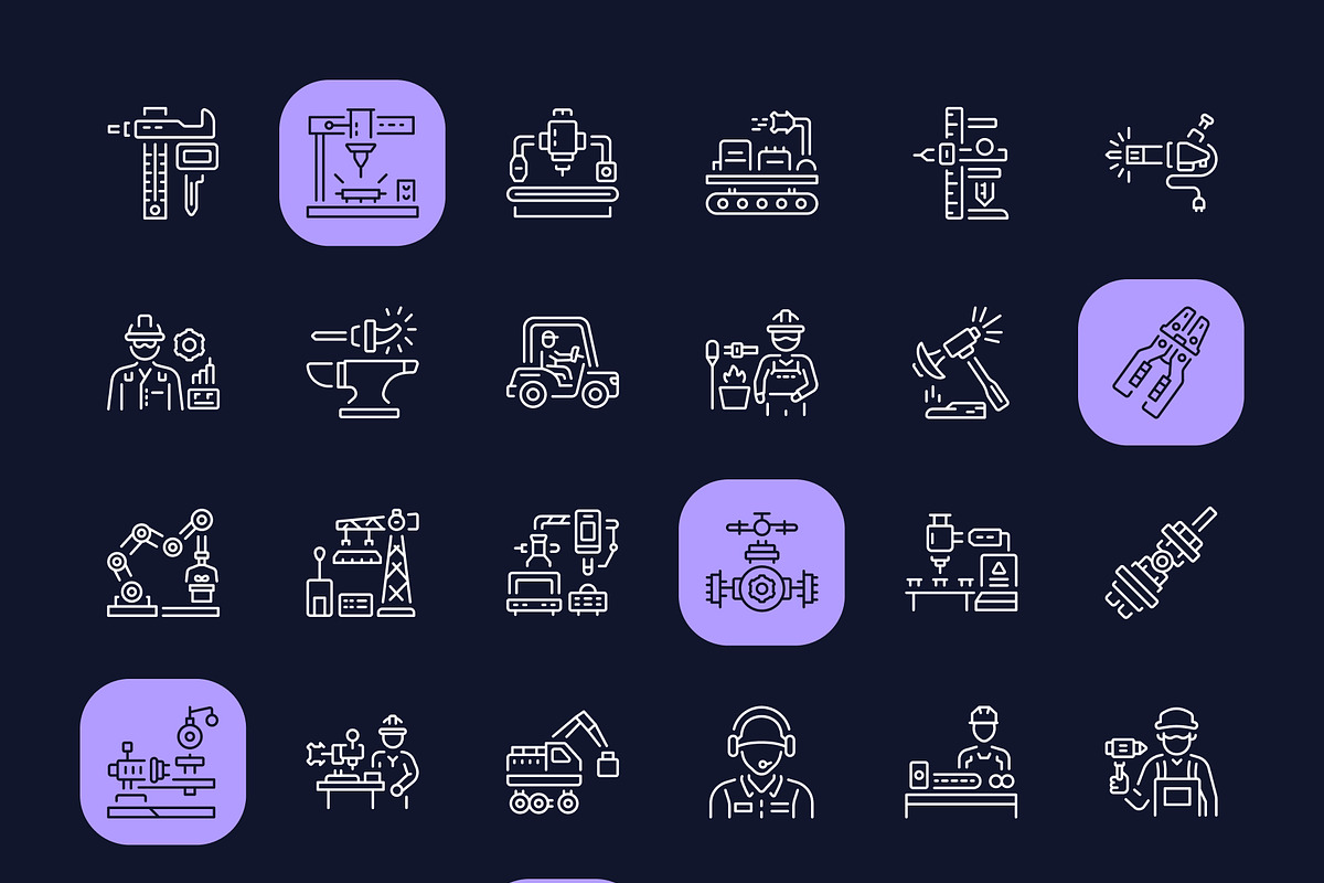 Manufacturing Icon Art Set