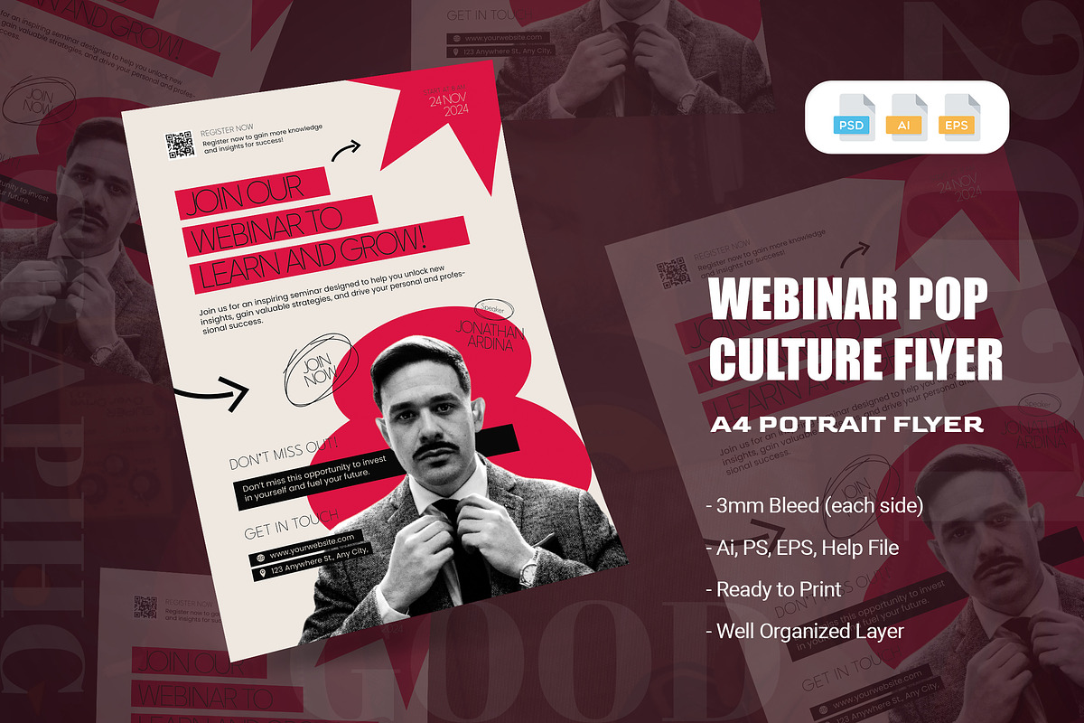 Webinar Pop Culture - Flyer, a Flyer Template by AQR Studio (Photo 1 of 2)