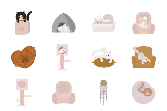 Cozy Cats Illustration Set preview 2