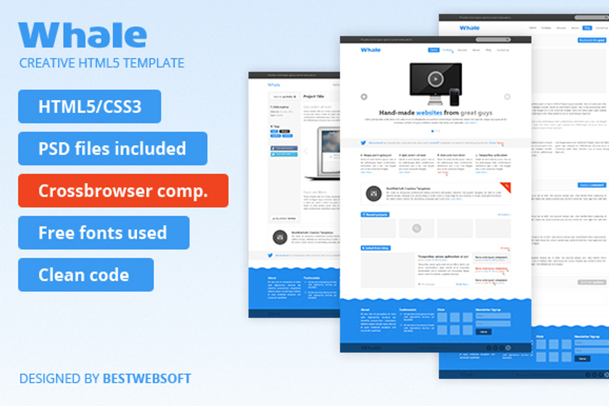 Whale - Creative HTML5 Template, a Websites & App Template by bestwebsoft (Photo 1 of 5)