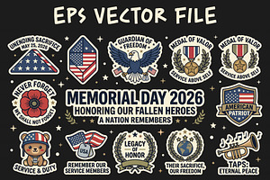 Memorial Day 2026 Patriot Badge Set, an Object Graphic by NH graphic