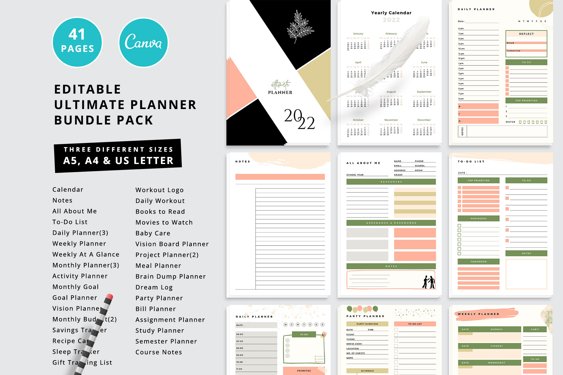 Canva Ultimate Planner Bundle Vol.25, a Stationery Template by Amit Debnath