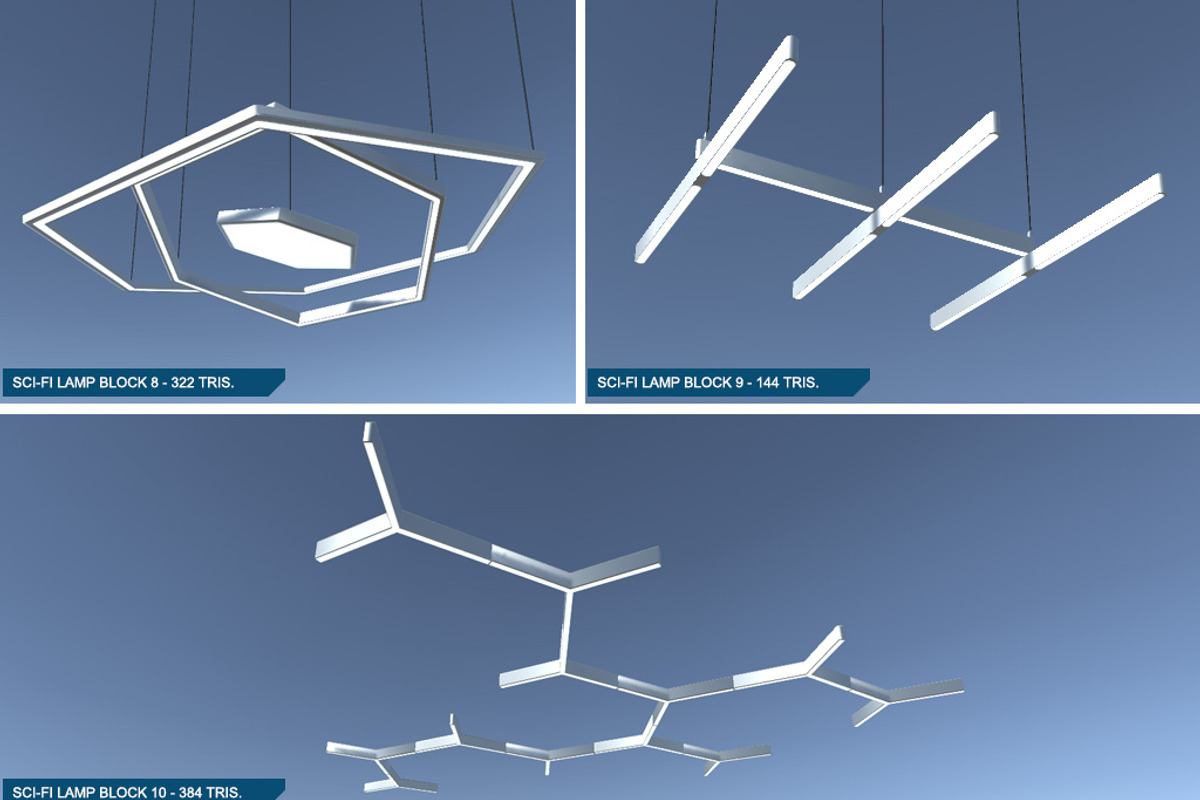 Sci-Fi Lamps Set 1, a Furniture 3D Model by 3DCaster (Photo 4 of 6)
