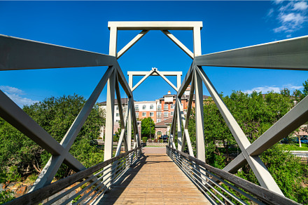 Footbridge across the Snake River in, an Architecture Photo by Leonid Andronov